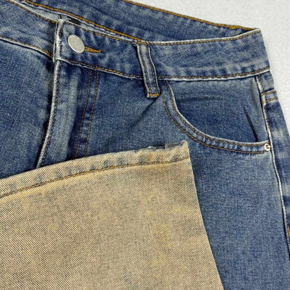 Cider Blue Ombre Wide Leg Jeans High Waisted Two Tone Denim Pants Small
